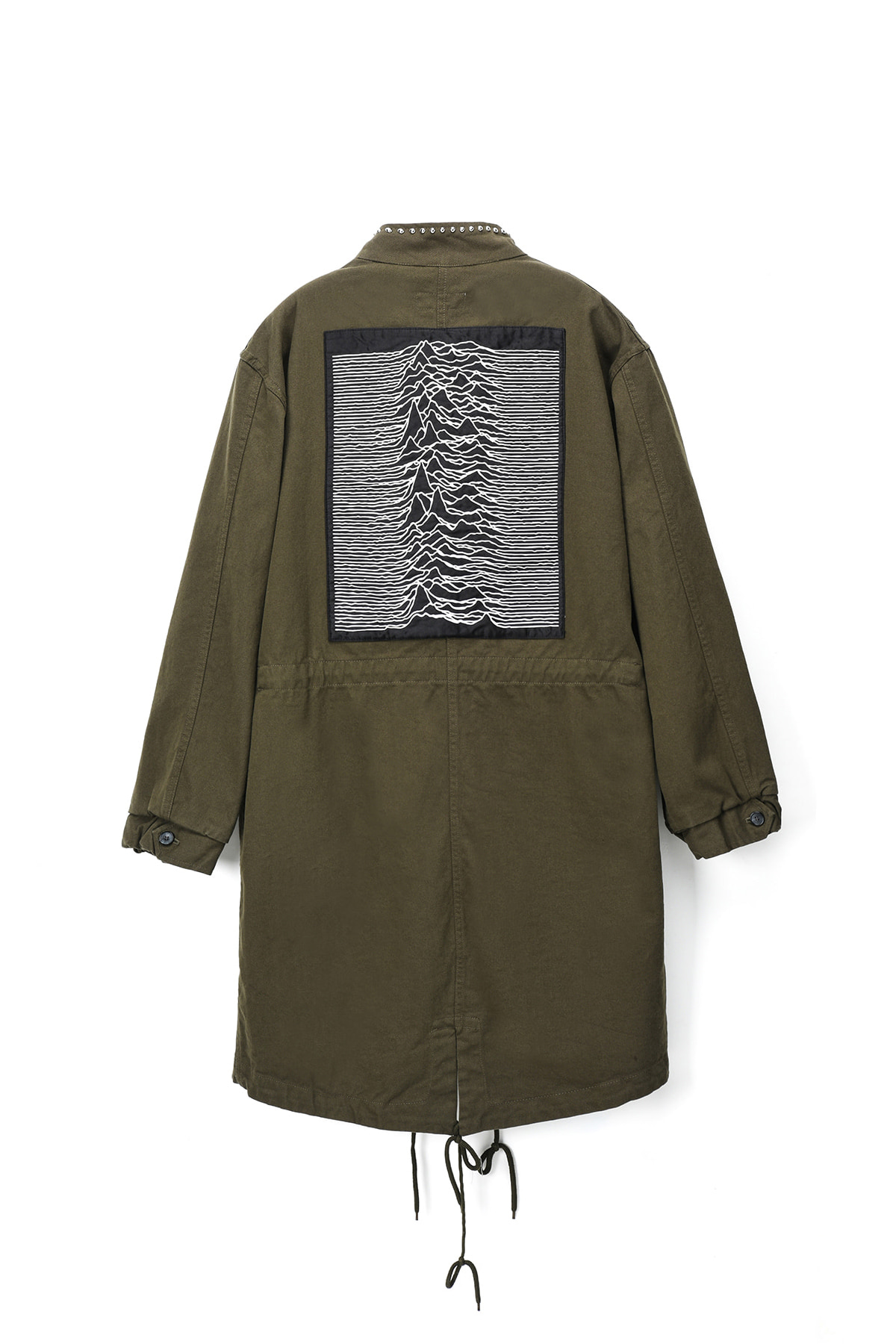 UNKNOWN PLEASURES EMBROIDERED STUDS MODS PARKA IN COTTON TWILL KHAKI