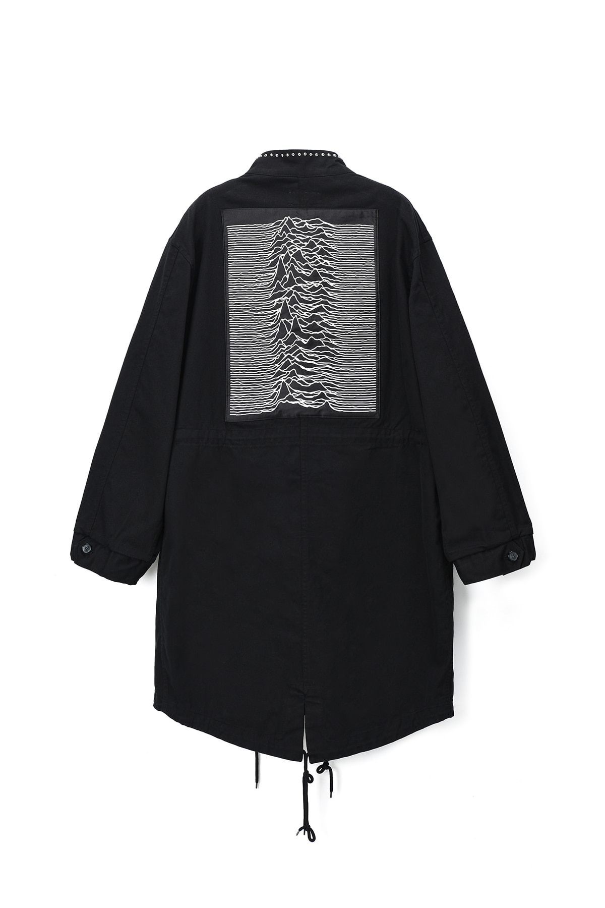 UNKNOWN PLEASURES EMBROIDERED STUDS MODS PARKA IN COTTON TWILL BLACK