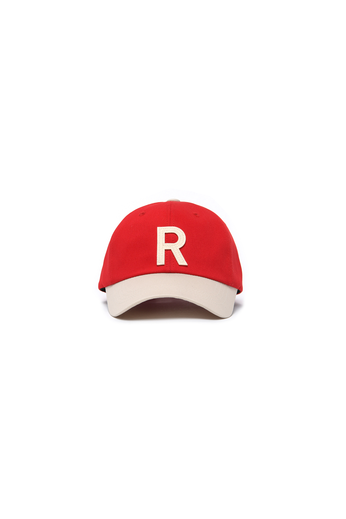 R PATCH BALL CAP IVORY/RED