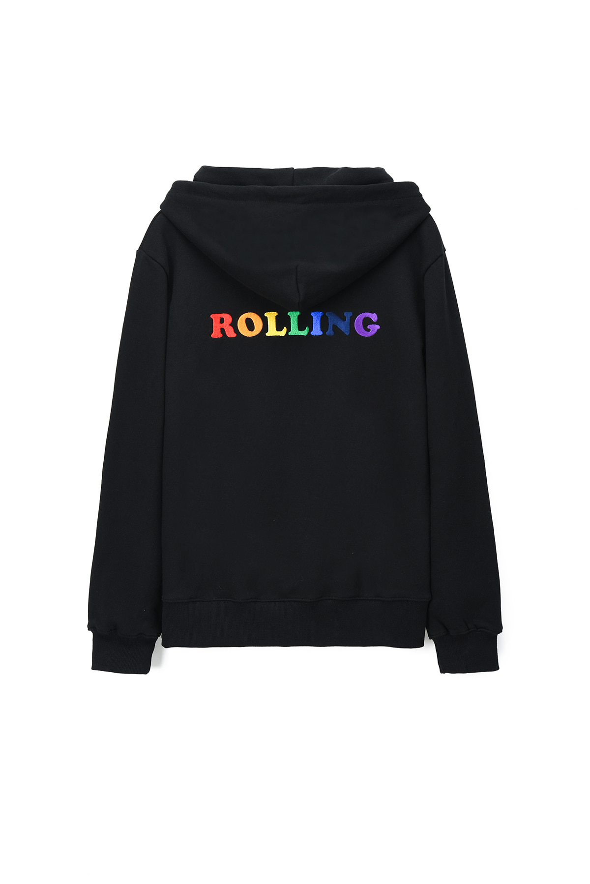 MIRRORBALL &amp; ROLLING RAINBOW EMBROIDERED CLASSIC HOODIE BLACK
