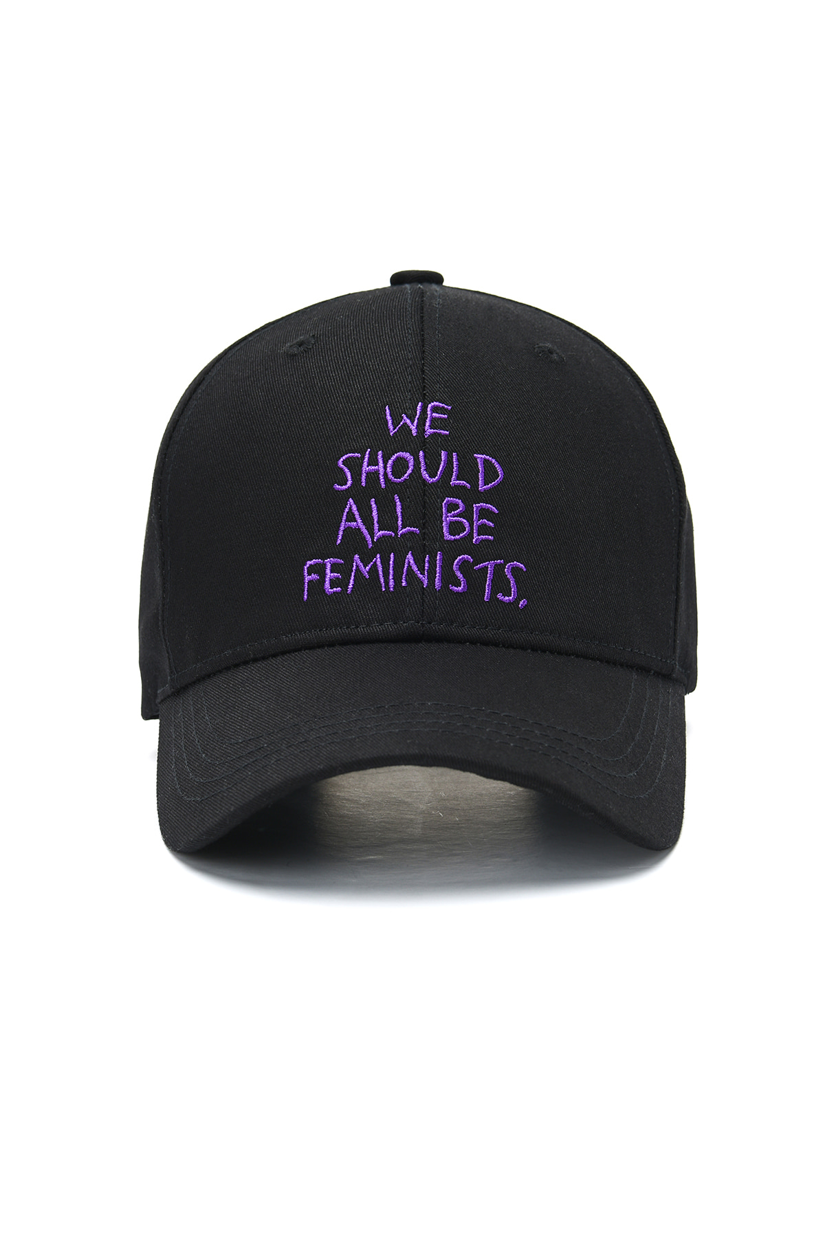 &quot;WE SHOULD ALL BE FEMINISTS&quot; EMBROIDERED BALL CAP BLACK PURPLE
